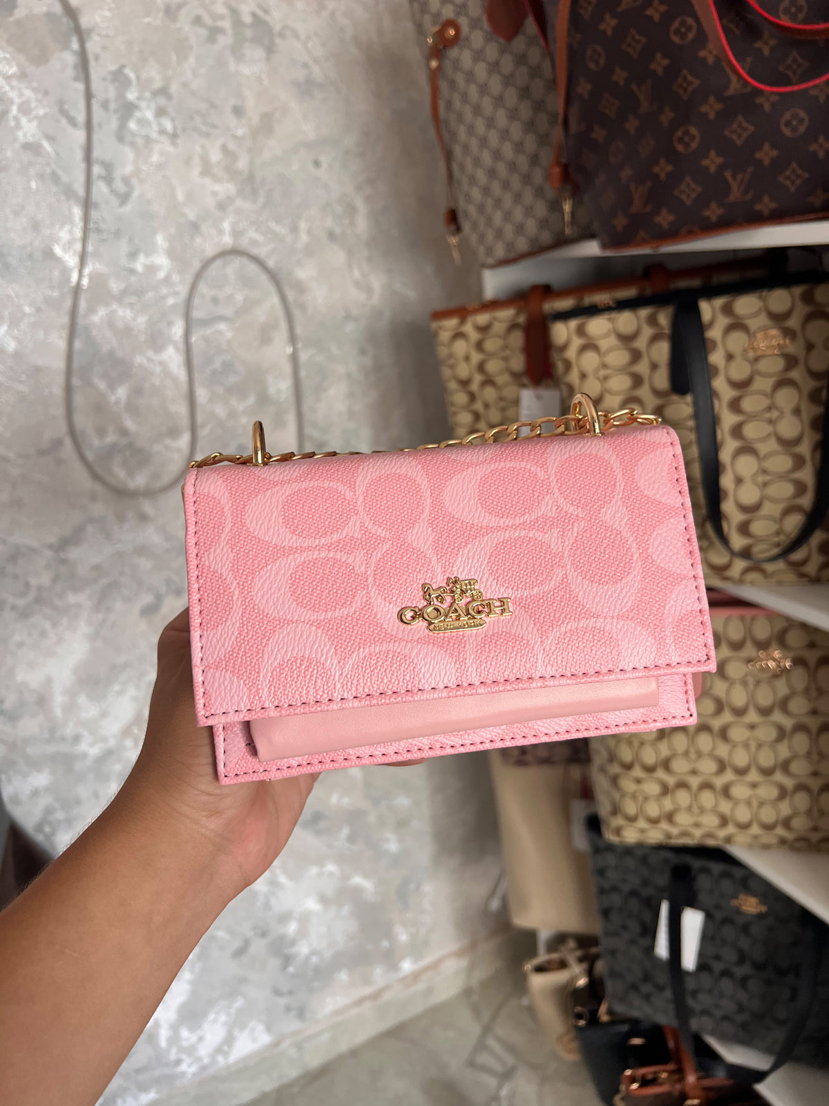MINI COACH ROSE AVEC LA HOUSSE